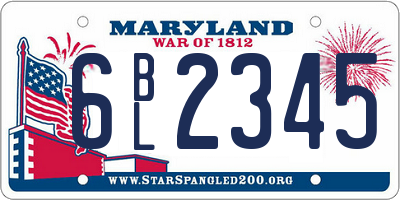 MD license plate 6BL2345