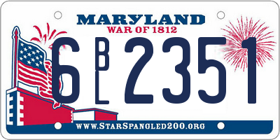MD license plate 6BL2351