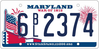 MD license plate 6BL2374