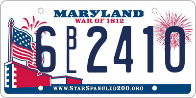 MD license plate 6BL2410