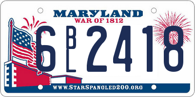 MD license plate 6BL2418