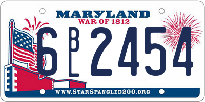 MD license plate 6BL2454