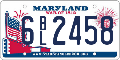MD license plate 6BL2458