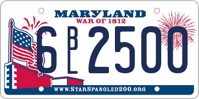 MD license plate 6BL2500