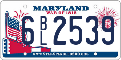 MD license plate 6BL2539