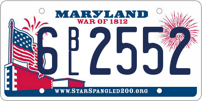 MD license plate 6BL2552