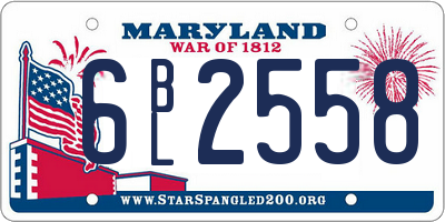 MD license plate 6BL2558