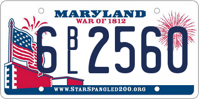 MD license plate 6BL2560