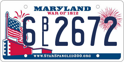 MD license plate 6BL2672