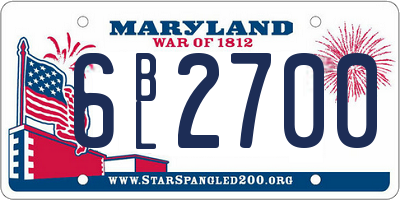MD license plate 6BL2700