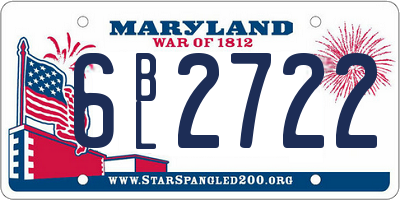 MD license plate 6BL2722