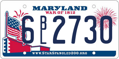 MD license plate 6BL2730
