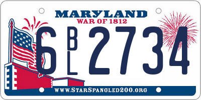 MD license plate 6BL2734