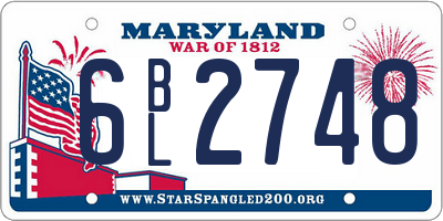 MD license plate 6BL2748