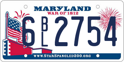 MD license plate 6BL2754