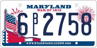 MD license plate 6BL2758