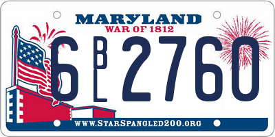 MD license plate 6BL2760
