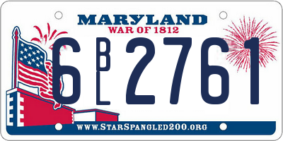MD license plate 6BL2761