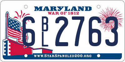 MD license plate 6BL2763