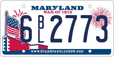 MD license plate 6BL2773