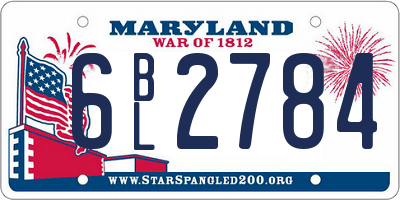 MD license plate 6BL2784