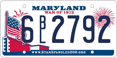 MD license plate 6BL2792