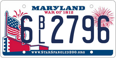 MD license plate 6BL2796