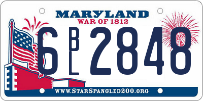 MD license plate 6BL2848