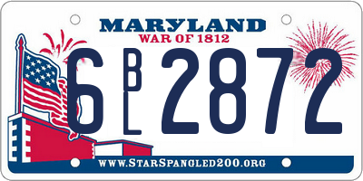 MD license plate 6BL2872