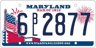 MD license plate 6BL2877