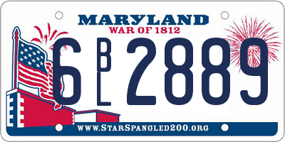MD license plate 6BL2889