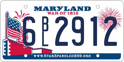 MD license plate 6BL2912