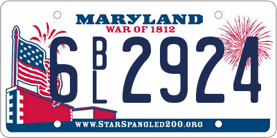 MD license plate 6BL2924