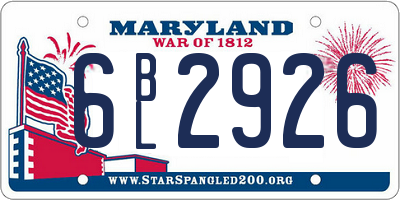 MD license plate 6BL2926