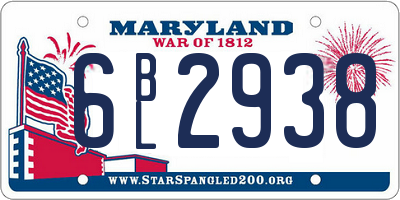 MD license plate 6BL2938