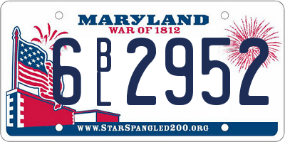 MD license plate 6BL2952