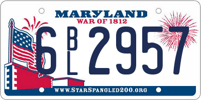 MD license plate 6BL2957