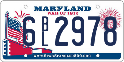MD license plate 6BL2978