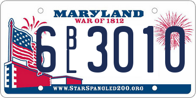MD license plate 6BL3010