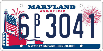 MD license plate 6BL3041