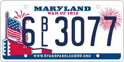 MD license plate 6BL3077