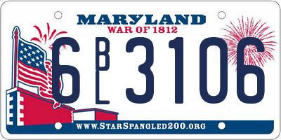 MD license plate 6BL3106