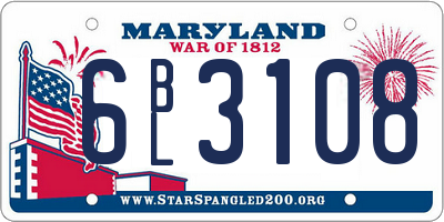 MD license plate 6BL3108