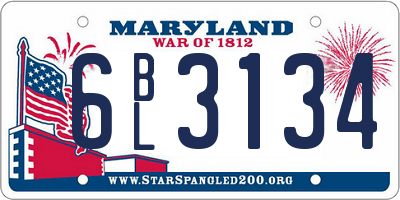 MD license plate 6BL3134