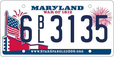 MD license plate 6BL3135