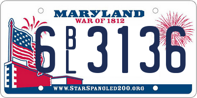 MD license plate 6BL3136