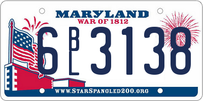 MD license plate 6BL3138