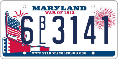 MD license plate 6BL3141