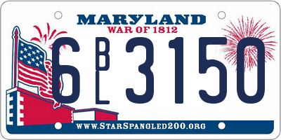 MD license plate 6BL3150