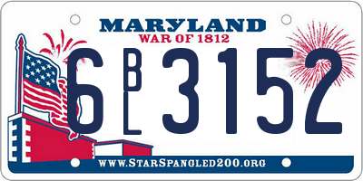 MD license plate 6BL3152